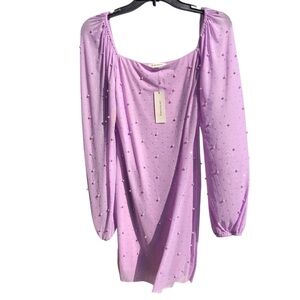 Francesca's N.W.T. Lavender Color Bodycon Dress with Bishop Sleeves Size Small.